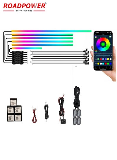 Buy Dreamcolor Acrylic Interior Car LED Strip Light with Wireless APP RGB LEDs Fiber Optic Ambient Lighting Kits 16 Million Colors Sound Active Function Car Neon Lights in UAE