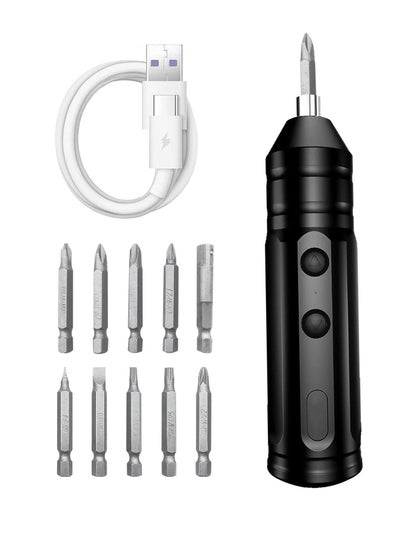 Buy Cordless Rechargeable Screwdriver, 1200mAh 3.7V Cordless Screwdriver Rechargeable, with 10 Magnetic Bits Electric Screwdriver Sets, Forward and Reverse Rotate (Standard) in Saudi Arabia