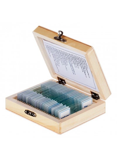 اشتري Amscope Ps25 Prepared Microscope Slide Set For Basic Biological Science Education, 25 Slides, Includes Fitted Wooden Case Brown في الامارات