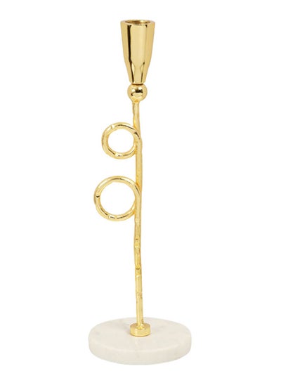 اشتري Lure Taper Candle Holder, Gold & White - 5x33 cm في الامارات