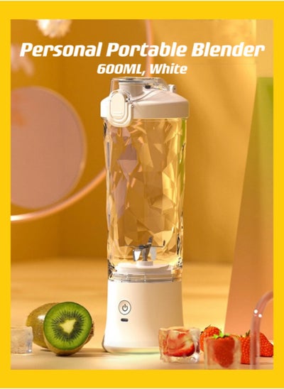 Buy Wireless Portable Blender, Personal Size Hand Blender, Electric Juicer Blender（USB Rechargeable), Mini Travel Smoothie Blender Juice Maker Mixer Shakes Juicer Machine, Baby Food Maker - 600ML, White in UAE