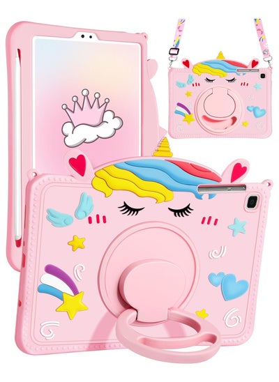 Buy for Galaxy Tab A7 Lite Case Girls-Tab A7 Lite 2021 Cases with Pencil Holder Handle Stand Shoulder Cute Kawaii Cartoon Girly Unicorn Teens Table Cover for Samsung Tab A7 Lite 8.7" in UAE