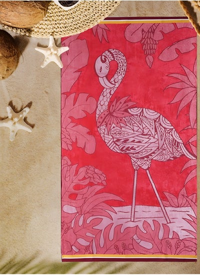 Buy Beach Towel 100% Cotton Sea Towel 1 Piece - Sea Towel-Flamingo-1 in Saudi Arabia