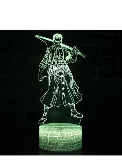 Buy Anime Roronoa Zoro 3D Night Light, Manga Figure Luffy Zoro Touch Bedside Lamp 16 Color Bedroom LED Night Light, Anime Luffy 3D Desk Lamp for Birthday Christmas to Boys/Girls/Fans in UAE