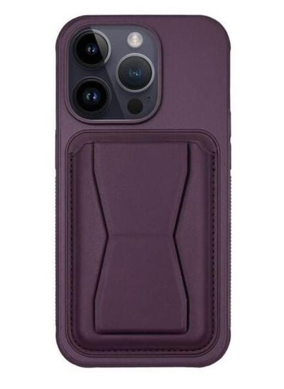 Buy MYK Wallet Case Compatible with iPhone 15 Pro Max, Leather Case with Card Holder, Magnetic Detachable Card Slot with Stand (Dark Purple) in UAE