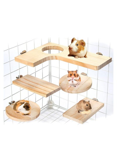 اشتري COOLBABY 5PCS Parrot Hamster Chinchilla Squirrel Springboard Step Set Natural Wooden Pedal Wooden Platform for Small Animal في الامارات