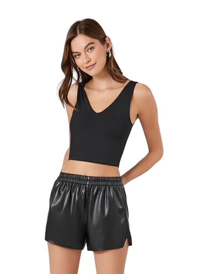 Buy Faux Leather Mid-Rise Shorts in Egypt