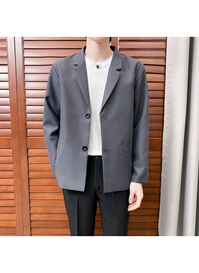 اشتري Spring Autumn Korean Casual Blazer Men Dark gray high-end في السعودية