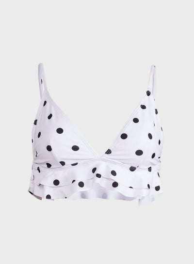 Buy Polka Dot Frill Hem Bikini Top in Saudi Arabia