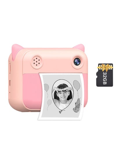 Buy Cute Kids Instant Print Camera 1080P Digital Video Camera Dual Camera Lens 12MP 2.4 Inch LCD Screen Built-in Battery with 32GB TF Card Birthday Festival  Gift for Kids in Saudi Arabia
