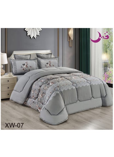 Buy Comforter Set a Royal Soft and Comfortable Bedspread 6 pieces Two Sheets Two Sides One Floral Face and one Plain face in Saudi Arabia