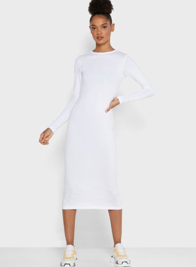 Buy Long Sleeve Bodycon Midi Dress in Saudi Arabia