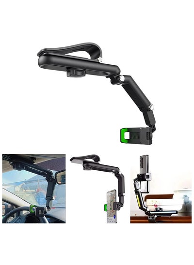 اشتري Car Phone Holder Mount Multifunctional Cell Phone Stand HIYITKS Universal Adjustable Arm Cradles Car Holder Mount Phone Car Clip Mount for Sun Visor Rearview Mirror Steering Wheel في الامارات