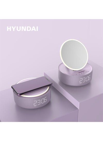 اشتري Multifunctional Wireless Charging Makeup Mirror with Bluetooth Speaker Alarm Purple في الامارات