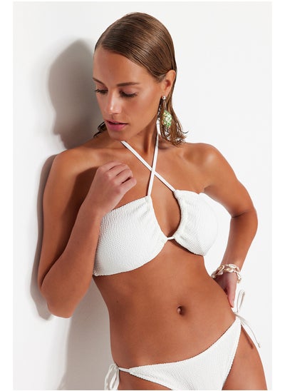 Buy White Strapless Cut Out/Windowed Textured Bikini Top TBESS23BU00247 in Egypt