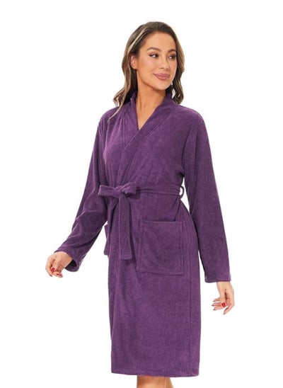 Buy Purple Colour Unisex Hotel Spa Terry  Bathrobe Medium Size 100% Cotton Dressing  Bathrobe Medium Size Nightwear in UAE