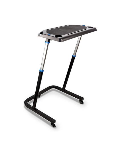 Buy Bike Trainer Fitness Desk Portable Workstation Table for Cycling and Exercise Adjustable Height Gadget Slots and Lockable Wheels in UAE