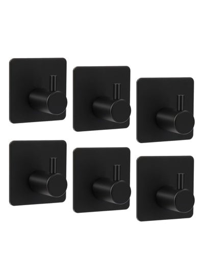 Buy 6 Pack Adhesive Wall Hooks Heavy Duty Stick Towel Holder Hook Stainless Steel Wall Hangers for Coats Keys Robes Home Bathroom Kitchen Classroom Office(Black) in UAE