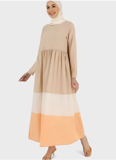 Buy Color Block Tiered Dress in UAE