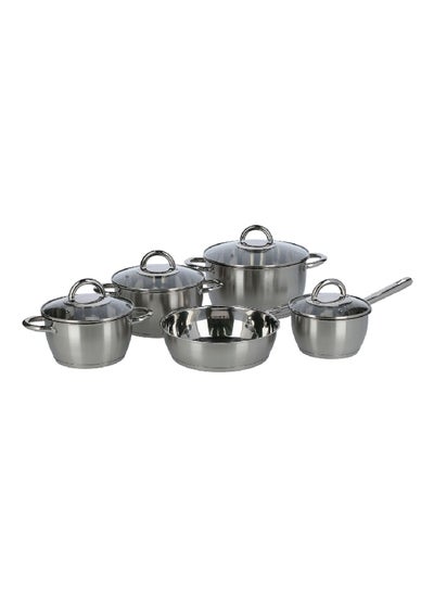 Buy 9-Piece Sturdy Stainless Steel Non-Stick Coating Comfortable Grip Fix Handles Cookware Set Silver 3.6 L CW-H018-P in Saudi Arabia