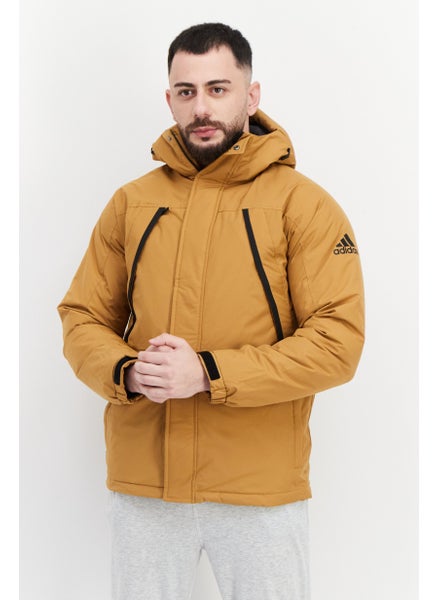 Buy Men Sportswear Fit Hooded Training Jacket, Brown in UAE