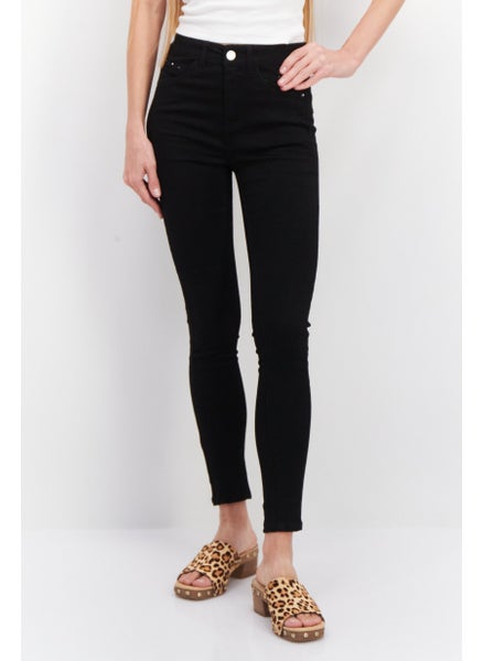 Buy Women Skinny Fit High Waist Stretchable Denim, Black in UAE