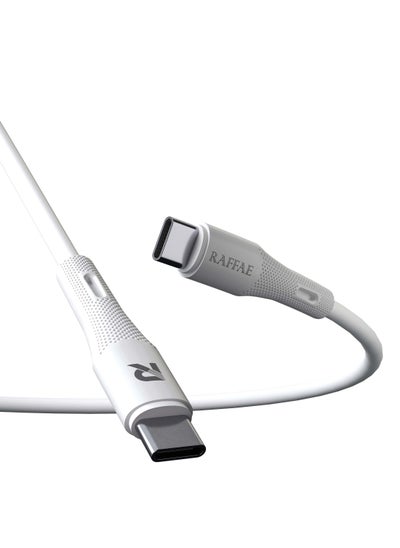 اشتري كابل USB من النوع C إلى النوع C بقوة شحن سريعة 45 واط PD لأجهزة آيفون 15/15 برو/15 برو ماكس، سامسونج، وان بلس، هواوي - اللون: أبيض في الامارات