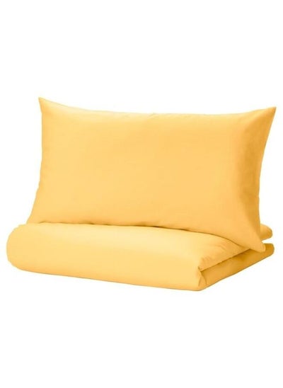 Buy Duvet Cover And Pillowcase, Yellow, 150X200/50X80 Cm in Saudi Arabia