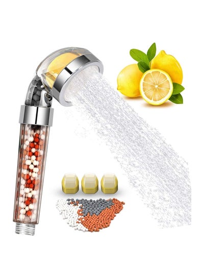 Buy Vitamin C Filter Shower Head with 3 Replacement Balms Handheld High Pressure Remove Chlorine for Hard Water Softener Citrus Smell Dry Skin and Hair Loss in UAE