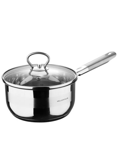 Buy Saucepan With Lid Stainless Steel 18X9 Centimeter 1.5 Litre Silver Color in UAE