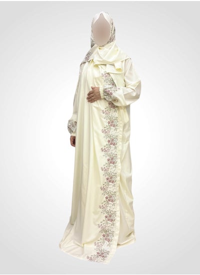 Buy A Very Soft And Comfortable Prayer Dress Embroidered With Striped Floral Designs Consisting Of One Piece Includes a Veil And It Covers The Whole Body With A Uniform And Wide Size Suitable For All Bodies in Saudi Arabia