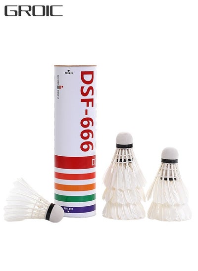 اشتري Goose Feather Badminton Shuttlecocks with Great Stability and Durability, High Speed Badminton ball, Pack of 6 في الامارات