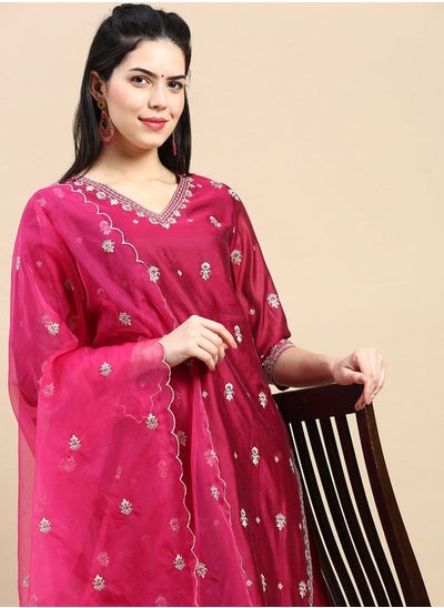 اشتري All Over Embroidered Kurta & Pant with Dupatta Set في السعودية