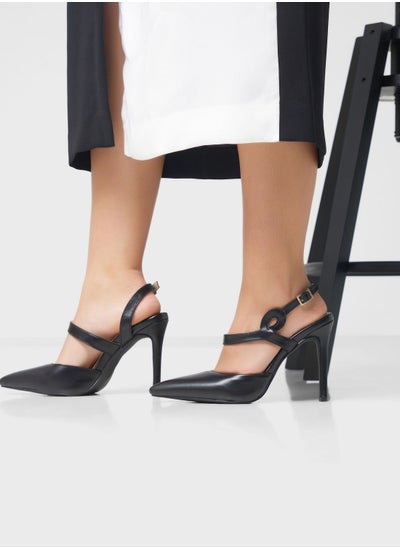 Buy Asymmetric Loop Detail Strap Pump in UAE