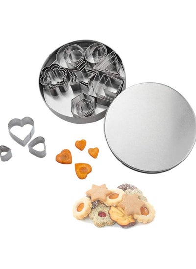 Buy Mini Cookie Cutter Shapes Set - 24 Pieces Stainless Steel Metal Small Molds - Flower, Heart, Star, Geometric Shapes - Cut Fondant, Pastry, Mousse Cake and Clay (24pcs) in UAE