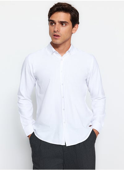 Buy White Slim Fit Smart Shirt with Leather Accessories TMNSS23GO00138 in Egypt