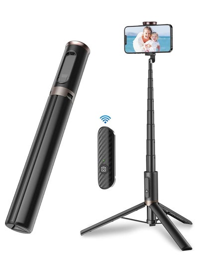 Buy AWH  Cell Phone Selfie Stick Tripod,Smartphone Tripod Stand All-in-1 with Integrated Wireless Remote,Portable,Lightweight,Extendable Phone Tripod for 4''-7'' iPhone and Android (Black) in UAE