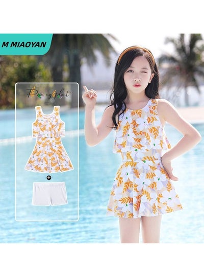 Buy M MIAOYAN Kids Swimwear Summer Girls One Piece Swim Dress Set in Saudi Arabia