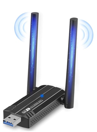 اشتري Wireless USB WiFi Adapter, 2.4/5Ghz Wireless Network External Receiver, Driver Free 1300Mbps Dual Band WiFi Dongle, Supporting Windows 11/10/8.1/8/7/XP في السعودية