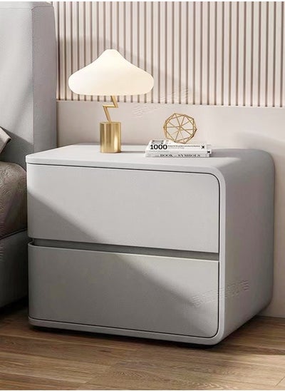 اشتري Modern High Gloss Nightstand Left Side Bedside Table with 2 Storage Drawers Solid Wood Bedside End Table 45 x 40 x 45 cm (Fully Assembled) في الامارات