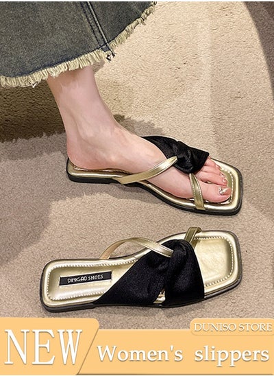 اشتري Women's Slip On Flat Sandals Square Open Toe Slide Sandals Comfortable Women Slippers Nonslip Backless Beach Slip for Indoor and Outdoor في الامارات