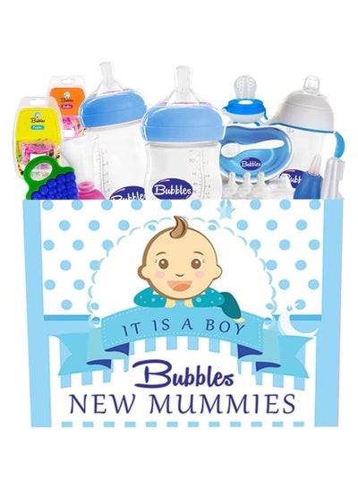 Buy New Mom Natural Box for Baby boy - Everything You Need for Your Newborn,Feeding bottles, nipples, pacifiers, teethers, training cup, breast pump, nose sucker, toothbrush, multiple colors, 15 items in Egypt