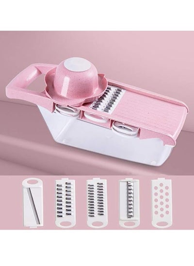 Buy Multifunction Veggie Food Chopper Cutter For Fry, Potato, Tomato, Salad, Egg Separator (Pink) in Saudi Arabia