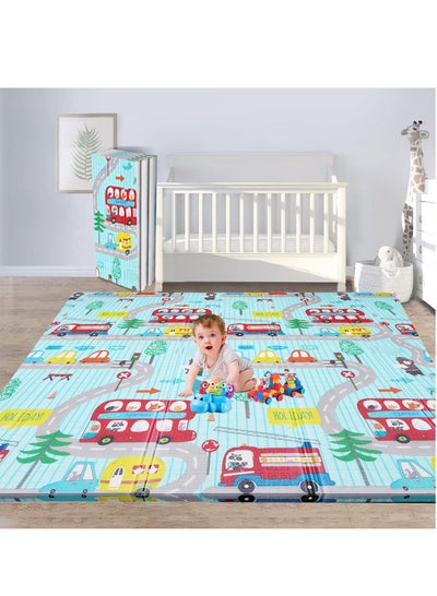 Buy Baby Playmat Extra Large Foam Foldable & Reversible Playmat Baby Crawling Mat Transforms into Large Fun Activity Gym Street Car & Deer Thickness 1 CM Size 180 X 200 X 1 cm in UAE