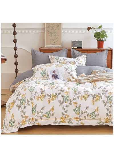 اشتري Printed Comforter Set 4-Pcs Single Size All Season Decorated Reversible Single Bed Comforter Set With Super-Soft Down Alterntaive Filing,White Rock في السعودية