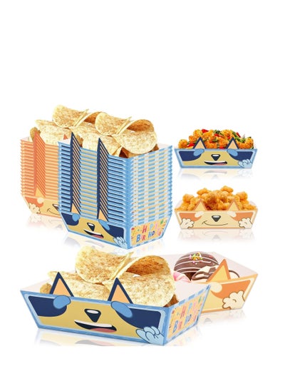 Buy 48Pcs Disposable Paper Food Trays, Eco Friendly Paper Food Trays, Cartoon Blue Dog Themed Birthday Party, Nacho Trays for Blue Dog Theme Birthday Party Baby Shower Supplies in Saudi Arabia