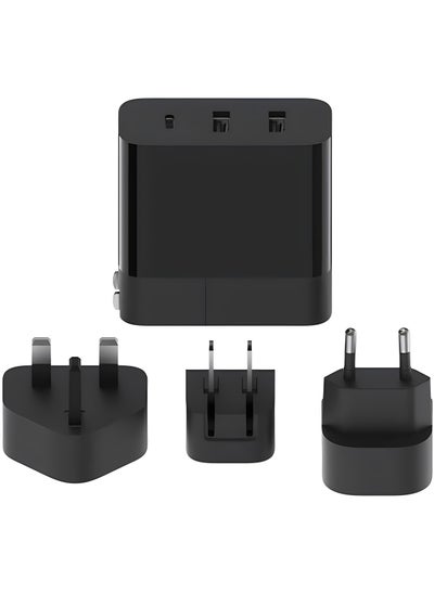 Buy 65W International Travel Charger Multi Port Travel Adapter Conversion Plug with CN Plug EU Plug UK Plug US Plug-Black in UAE