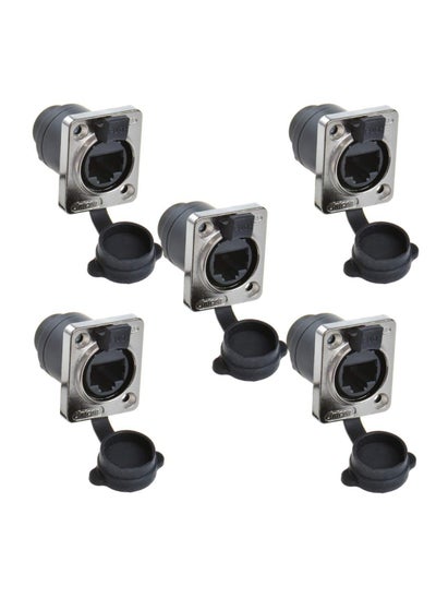 Buy RJ45 Waterproof Connector, Panel Mounting RJ45, IP65 PCB Signal Panel Cat5/5e/6 8P8C Connector Ethernet LAN Cable Connector Double Head Coupler Adapter with Dust Cap (5 Pack, 90° Vertical) in Saudi Arabia