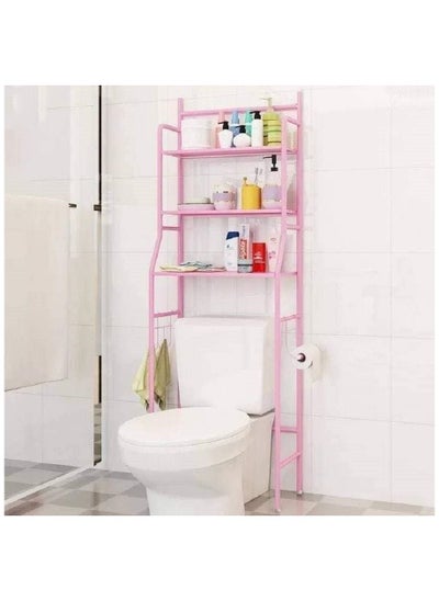 Buy Toilet Storage Rack 3-Tier For Bathroom Steel Frame Premium Quality pink in Saudi Arabia