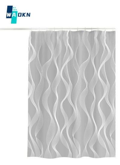 Buy Striped Polyester Shower Curtain, Machine Washable Modern Home Ba0throom Decoration, 180x180 cm, Gray in Saudi Arabia